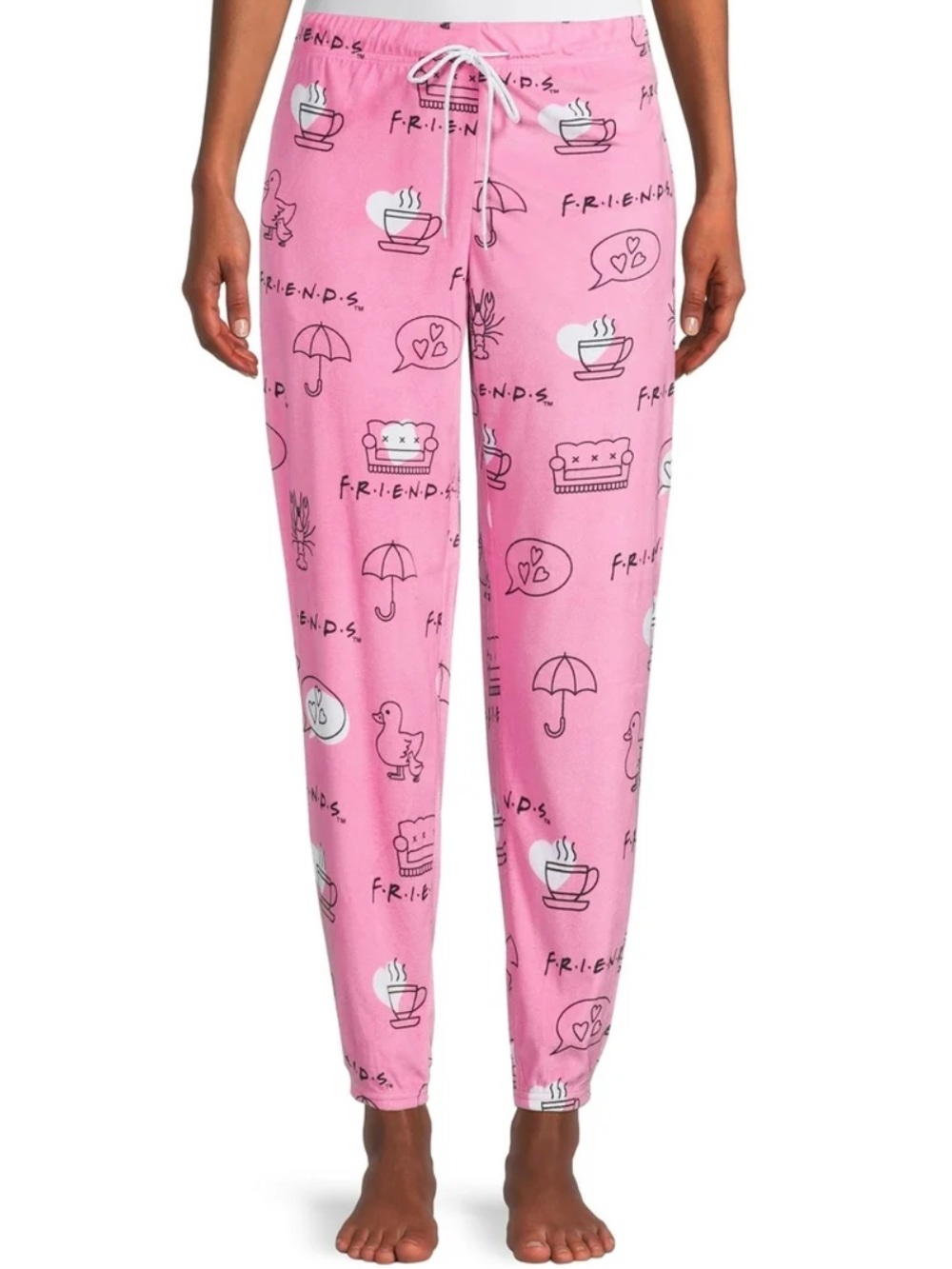 Friends Pink Velour Pajama Pants Joggers Size Medium